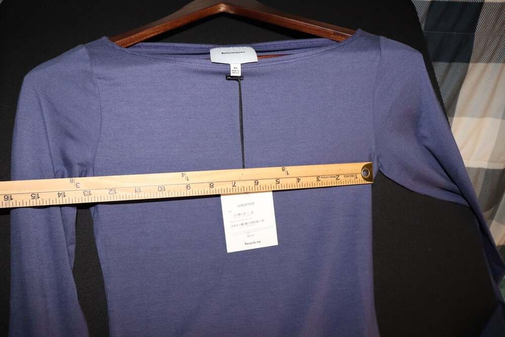 Reformation Willey Knit Top Size XS Blue Iris Long Sleeve